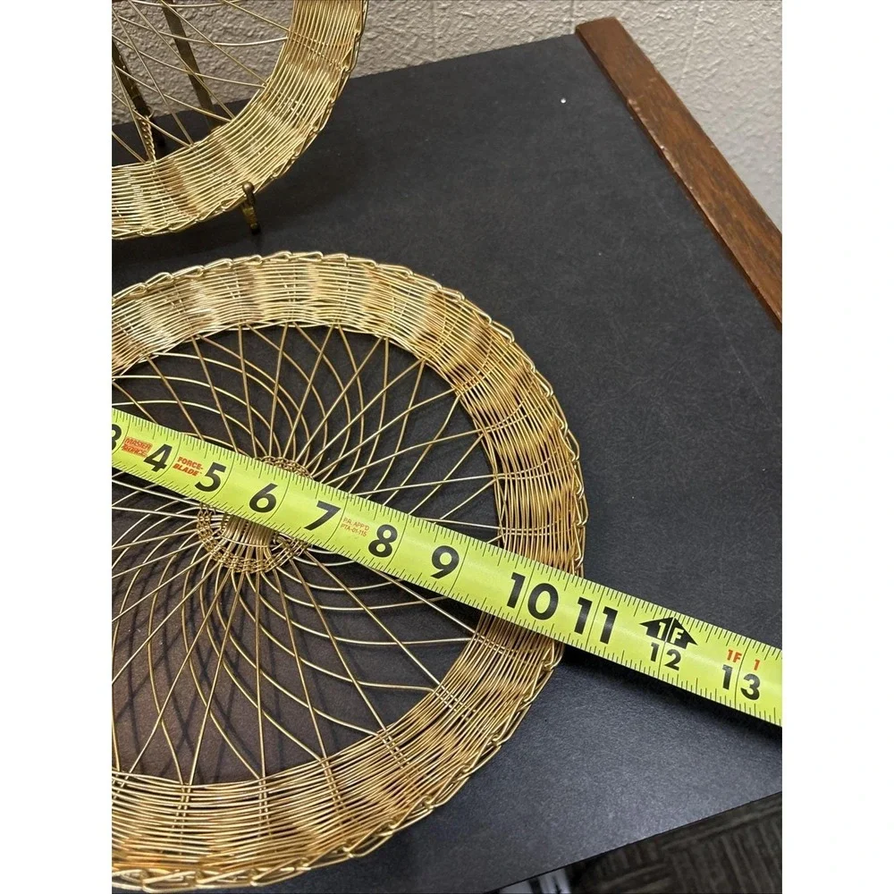 2 Gold Woven Wire Baskets 11